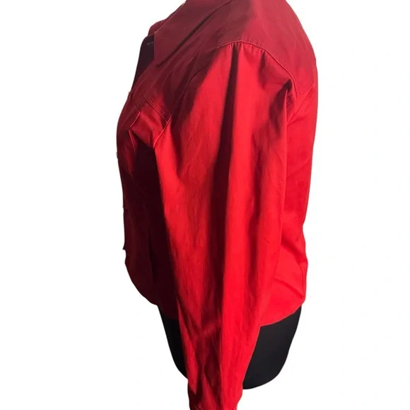 Jones New York Barbie core Red Lightweight Jacket Cotton blend Classic Collar - Picture 4 of 10